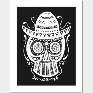 Sombrero Skull (White) Posters and Art